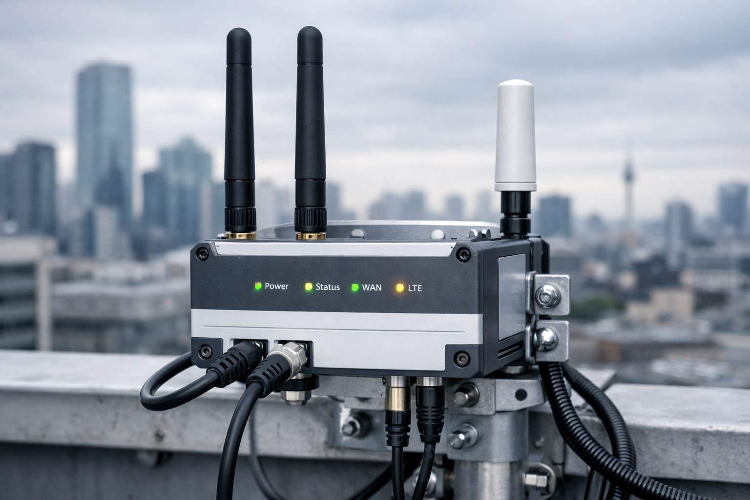 IoT gateway installed on urban rooftop